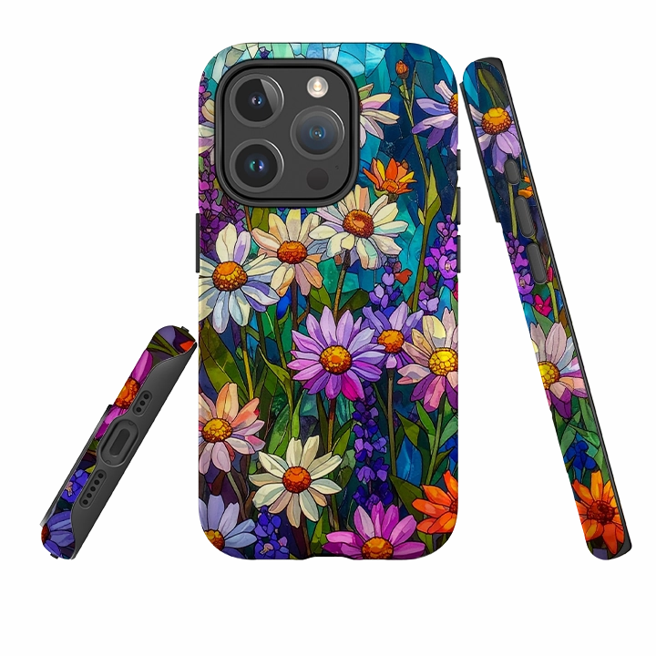iPhone MagSafe Tough Case - Purple Daisies Durable Texture Finish