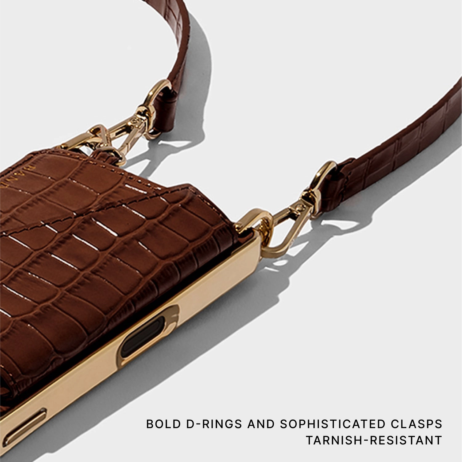 Comfort Style Remi Magnet Wallet Crossbody Phone Case - Brown Croc/Gold