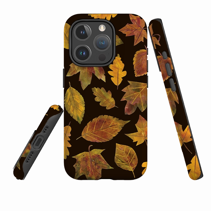iPhone MagSafe Tough Case - Autumn Textured Leaves By Tracey English Matte Look Flexible Build Form