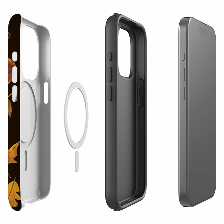 Flexible Pattern Texture iPhone MagSafe Tough Case - Autumn Textured Leaves By Tracey English