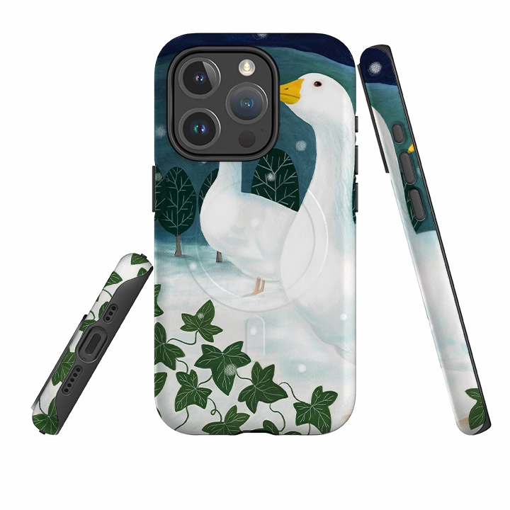 Matte Pattern iPhone MagSafe Tough Case - Winter Geese By Bex Parkin