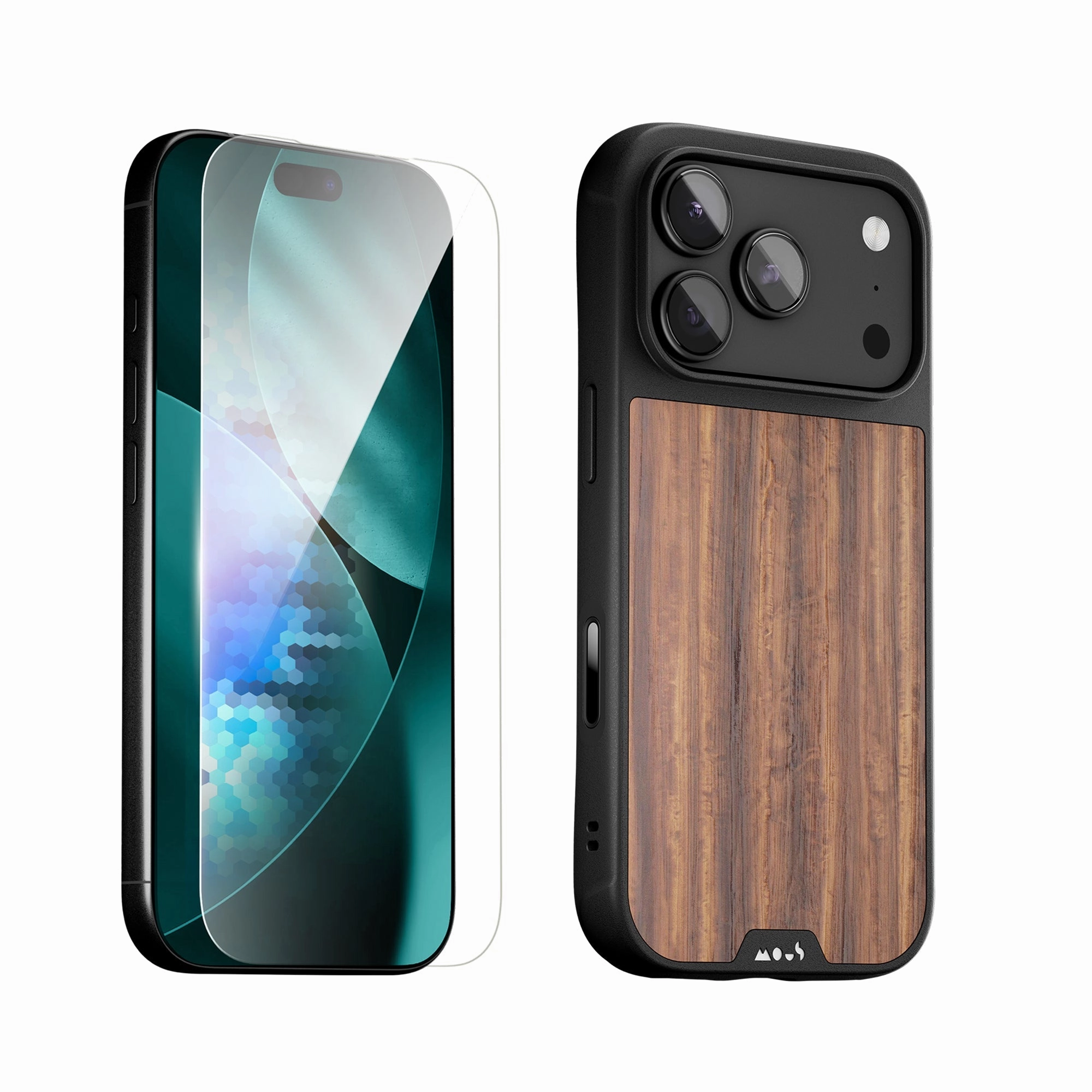 Walnut Protective Case and Screen Protector - iPhone Protection Kit Soft Edge Look Protective Layer