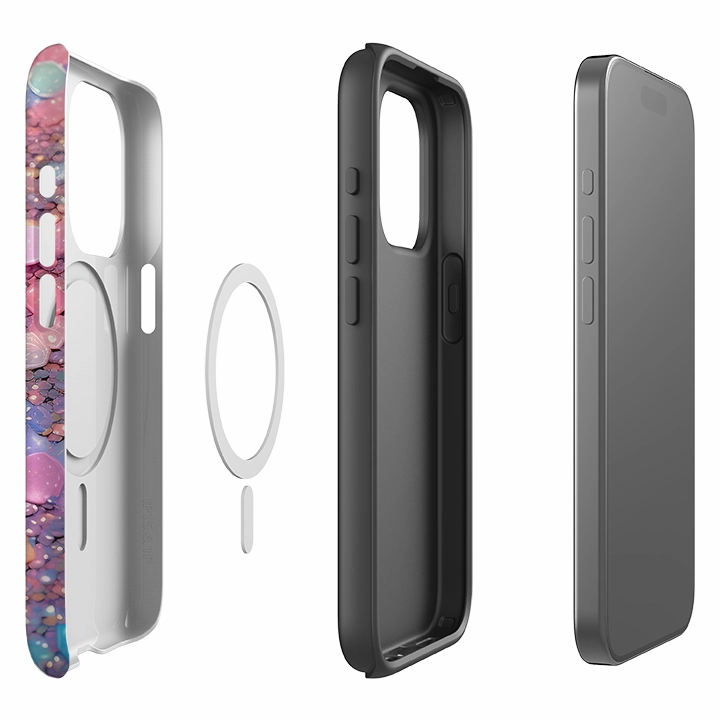 iPhone MagSafe Tough Case - Space Pebbles (case does not glitter) Clear Texture