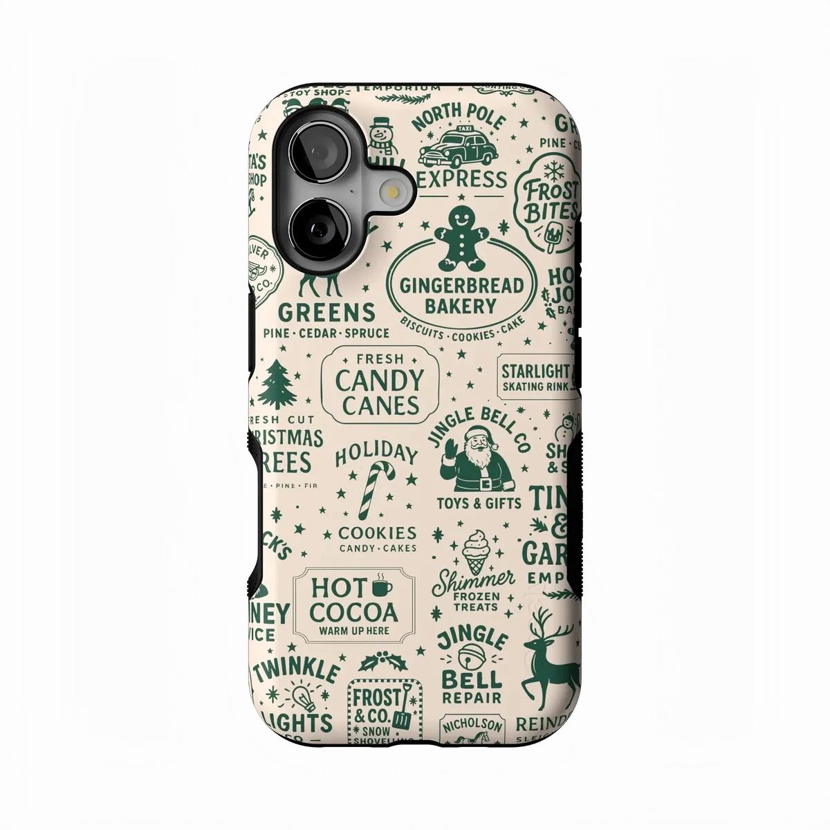 Full Coverage Rugged Outline Santa's Stamps | Holiday Market Case