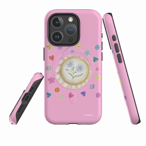 Polished Layer Ergonomic Feel iPhone MagSafe Tough Case -  Flower Buttons Needlework By Catherine Rowe