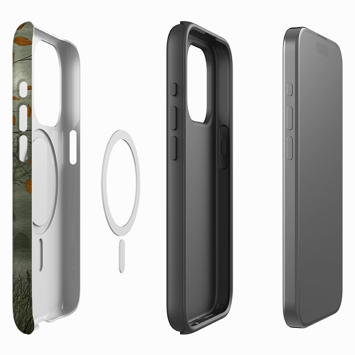 Hand Feel Rugged Frame iPhone MagSafe Tough Case - Halloween Ghost By Maja Lindberg