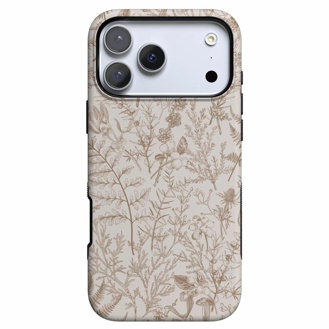 Matte Pattern Layer Soft Edge Detail Beige Garden | Neutral Floral Case