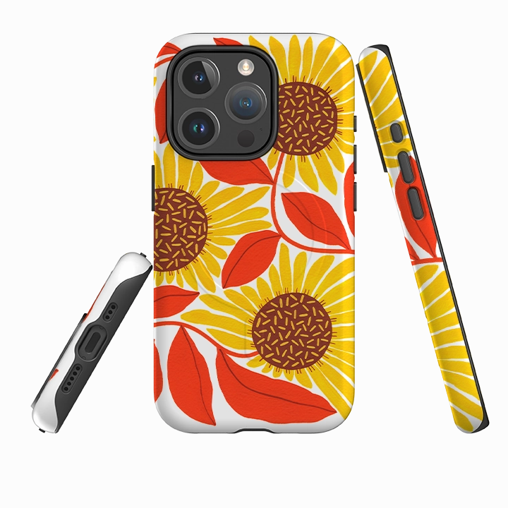 Smooth Touch Edge Cushion iPhone MagSafe Tough Case -  Sunflower By Madalina Andronic