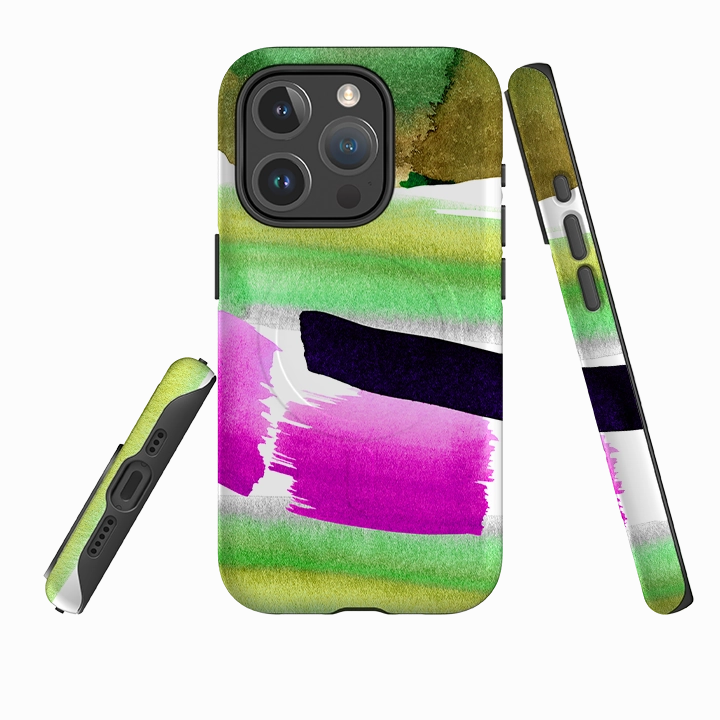 Clear Texture iPhone MagSafe Tough Case -  Garden Painting By Kitty Joseph