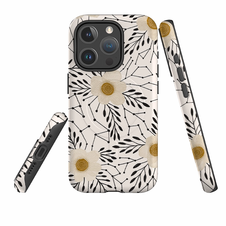 Durable Edge Finish iPhone MagSafe Tough Case -  Delicate Floral By Nina Pace