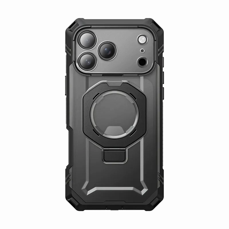 Smooth Pattern UB GRIP PRO Series iPhone 17 Pro MagSafe Phone Case with HD Tempered Glass - Black