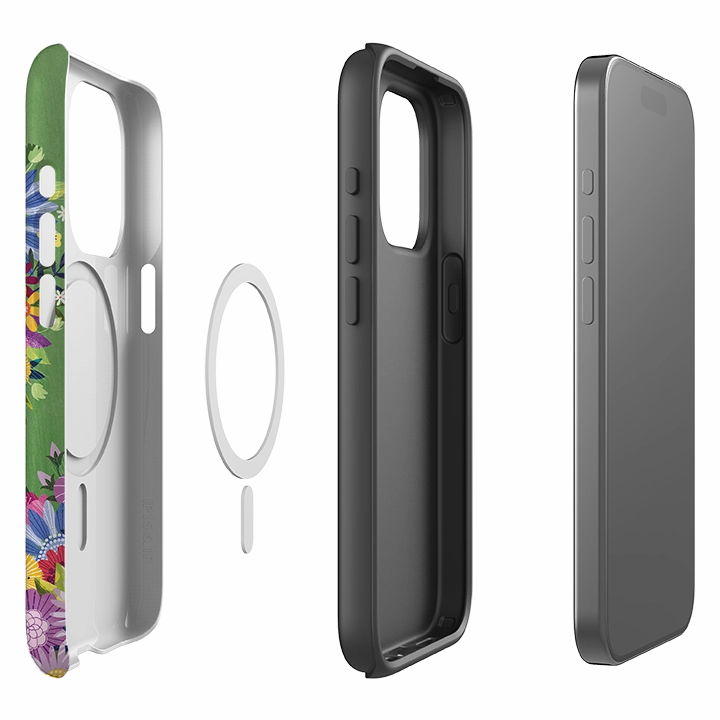 iPhone MagSafe Tough Case -  Sugar Skull Green By Ali Brookes Elegant Appearance Polished Surface Texture