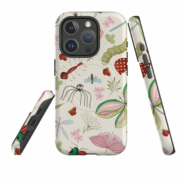 Hybrid Protection iPhone MagSafe Tough Case -  Insects Pattern By Maja Lindberg