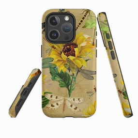 iPhone MagSafe Tough Case -  Dragonflies and Sunflowers Modern Touch