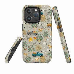 Wear resistant Flexible Layer Design iPhone MagSafe Tough Case -  Farm Life Grey By Katherine Quinn
