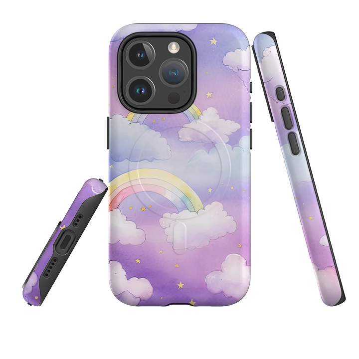 iPhone MagSafe Tough Case - Rainbow Clouds III Smooth Surface Protective Structure