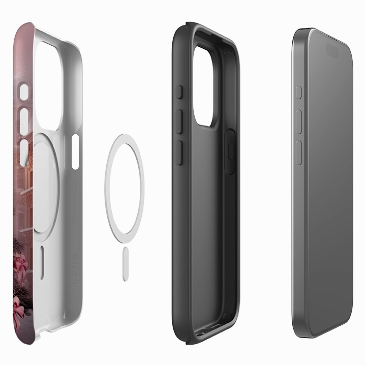 iPhone MagSafe Tough Case -  Pink Xmas Matte Texture Design Hybrid Shield