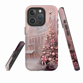 iPhone MagSafe Tough Case -  Pink Xmas High End Look Flexible Texture