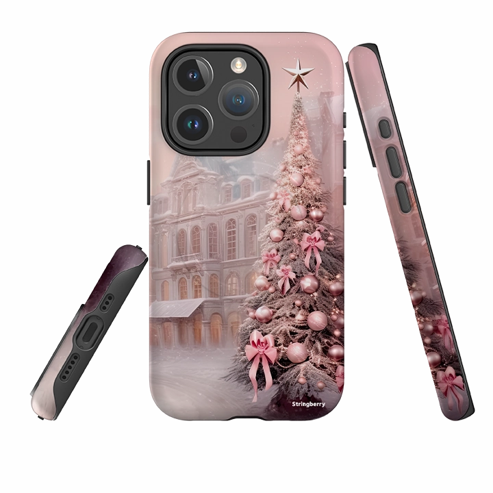 iPhone MagSafe Tough Case -  Pink Xmas High End Look Flexible Texture