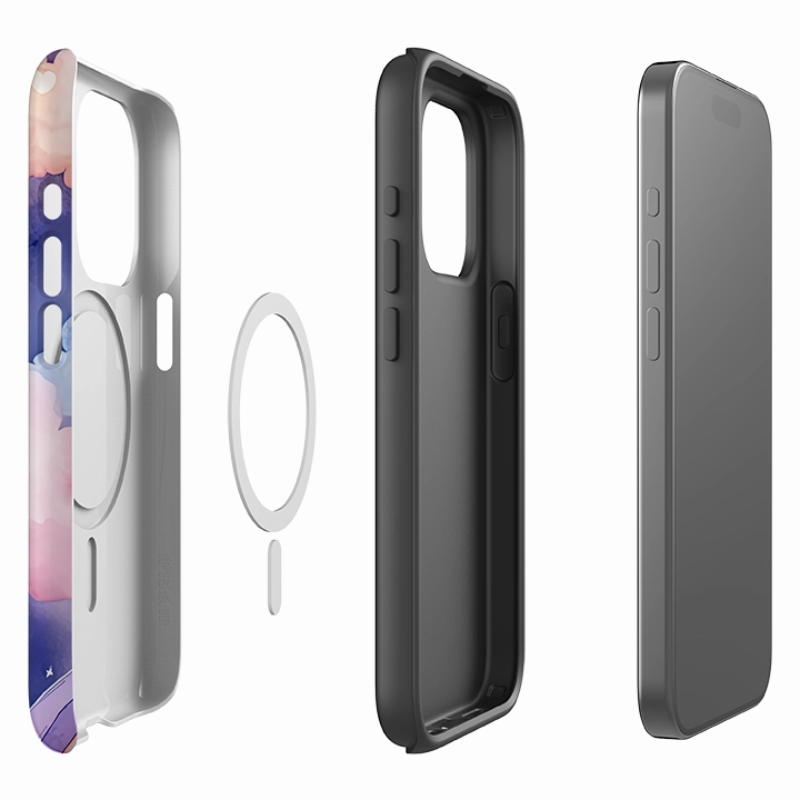 iPhone MagSafe Tough Case - Rainbow Clouds IV Rugged Look Finish Smooth Outline