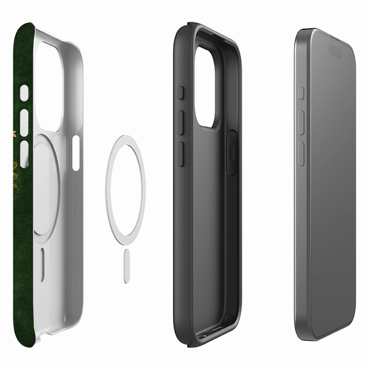 iPhone MagSafe Tough Case -  Botanical Bee Green By Jade Mosinski soft look Hard Plastic