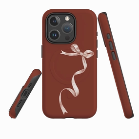 Matte Detail iPhone MagSafe Tough Case -  Wiggly Ribbons Brown