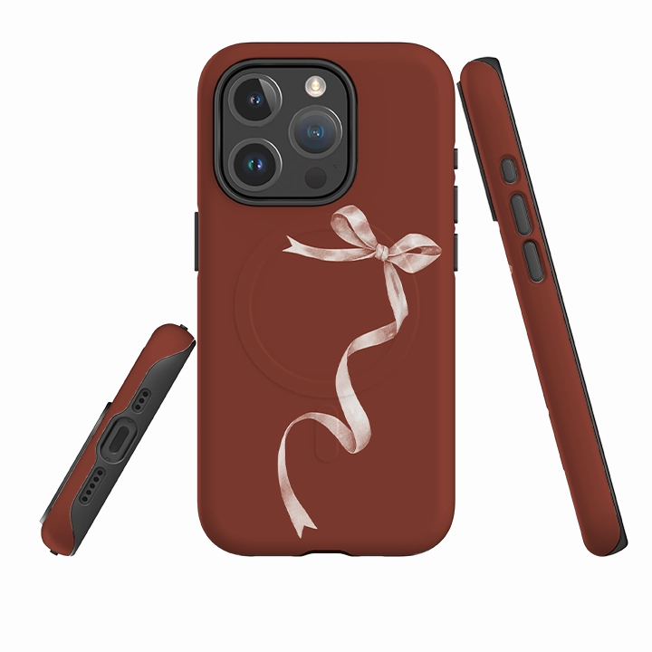 soft look Soft Texture iPhone MagSafe Tough Case -  Wiggly Ribbons Brown