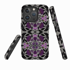 iPhone MagSafe Tough Case -  Purple Flower Skull I By Nina Pace Premium Look Protective Outline