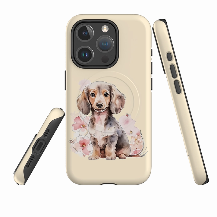 Smooth Surface Layer Travel Ready iPhone MagSafe Tough Case - Cute Dog Q