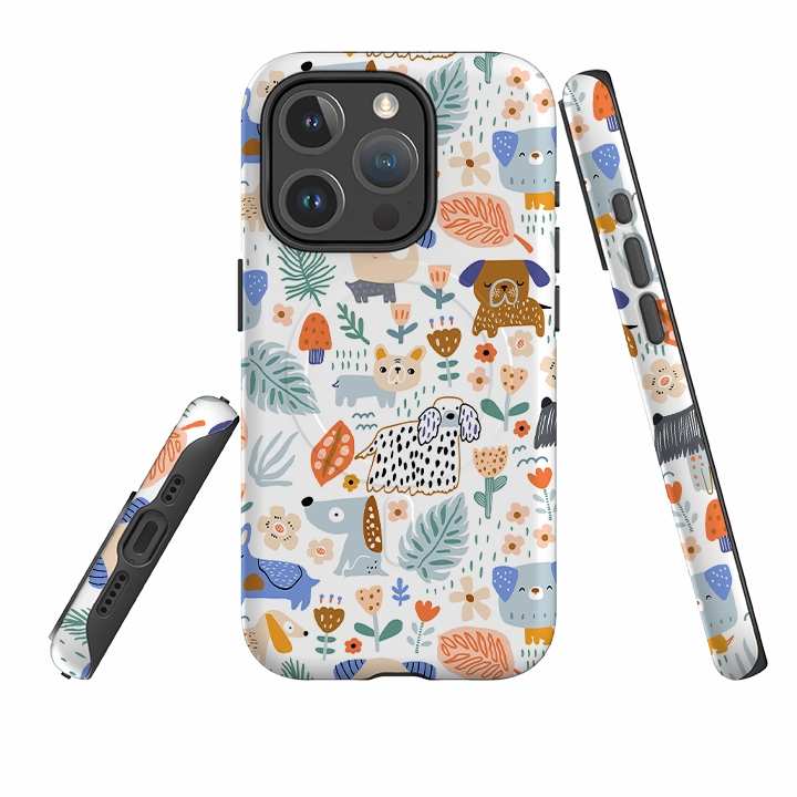 Light Edge iPhone MagSafe Tough Case -  Dog Floral Pattern