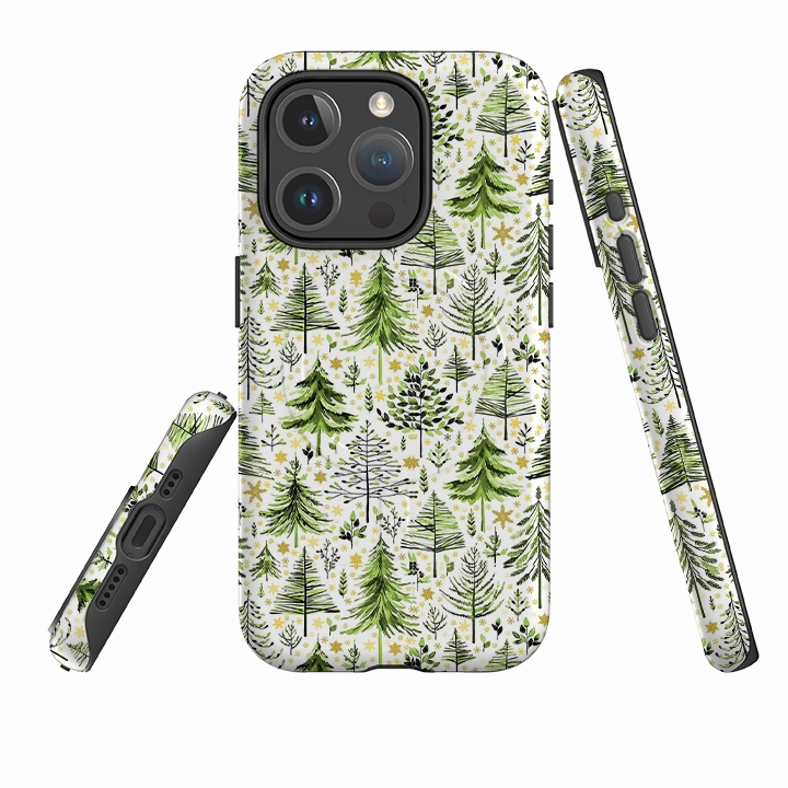 iPhone MagSafe Tough Case -  Green Xmas Trees By Elisabeth Haager Rugged Look Finish