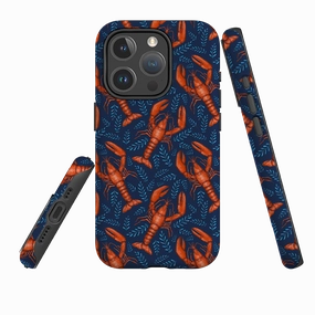 Hybrid Grip Finish Modern Texture Build iPhone MagSafe Tough Case -  Lobster II By Catherine Rowe