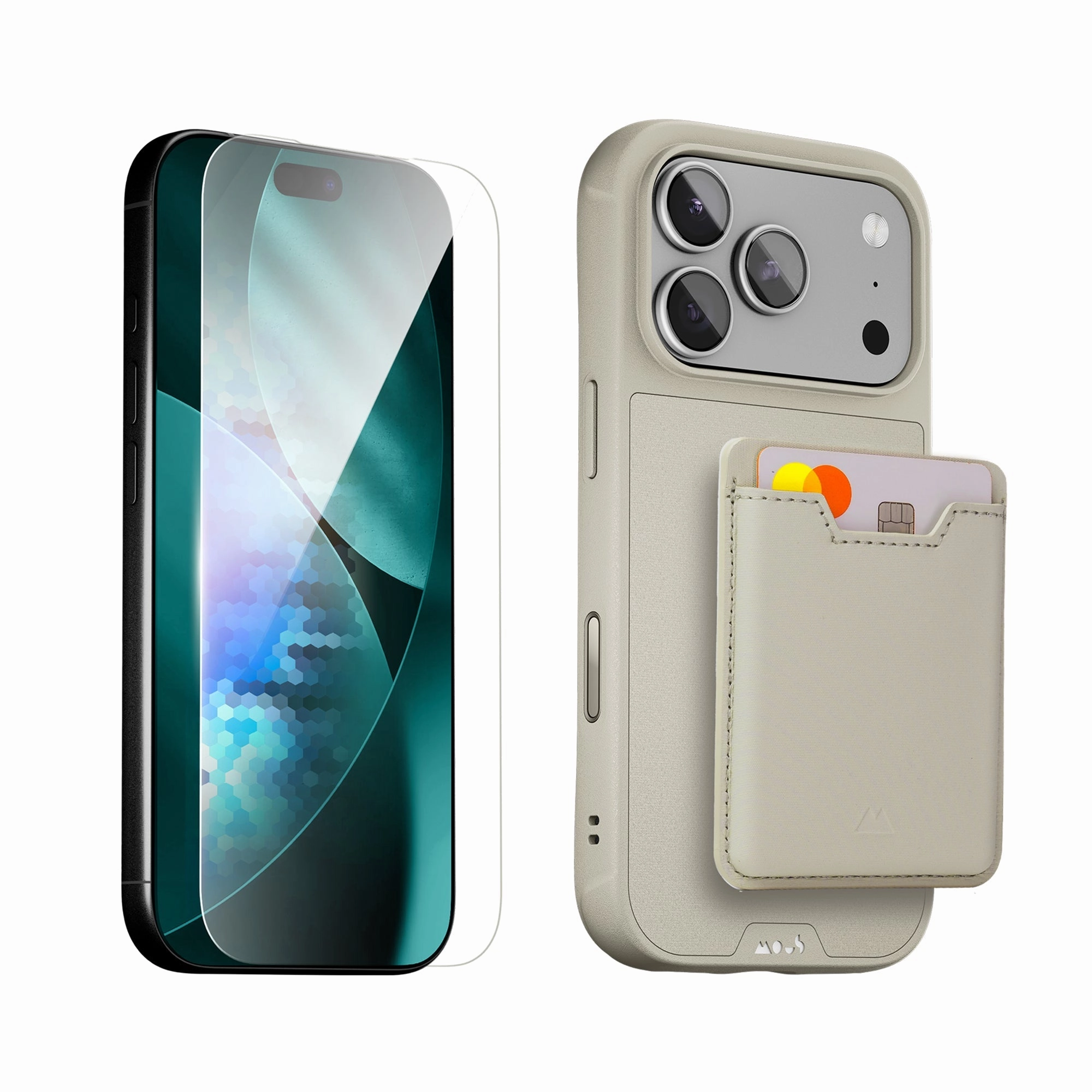 Stone Protective Case, Screen Protector and Card Wallet - iPhone Starter Kit Lightweight Build Modern Look Finish