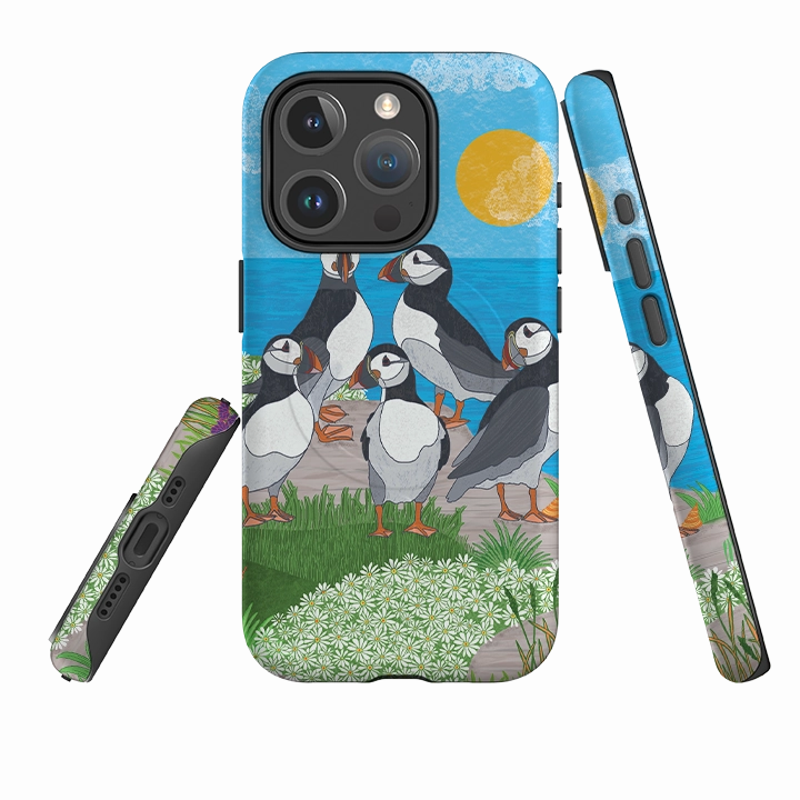 iPhone MagSafe Tough Case - Puffins By Natalie Pedetti Prack Wireless charging
