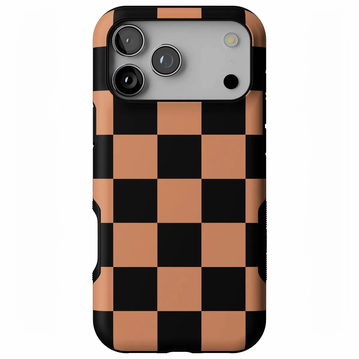 Elegant Design Layer Slim Profile Fit Check | Black & Brown Checkerboard Case