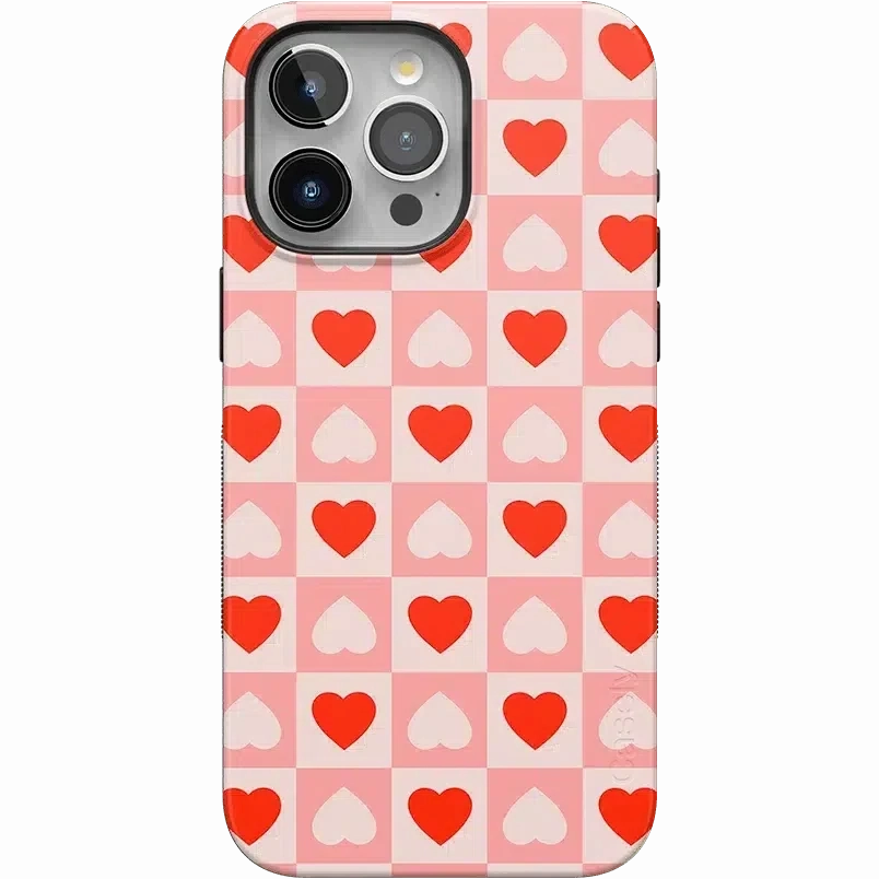 King of My Heart | Checkered Hearts Case Rugged Texture Flexible Layer Design