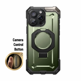 iPhone 16 Pro 6.3 inch UB Grip MagSafe Camera Control Button Phone Case-Dark Green Classic Look Comfort Pattern Texture