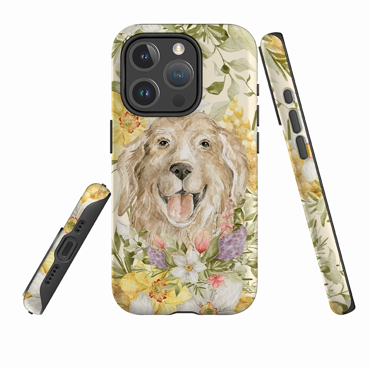 iPhone MagSafe Tough Case -  Floral Dog Premium Build Slim Edge