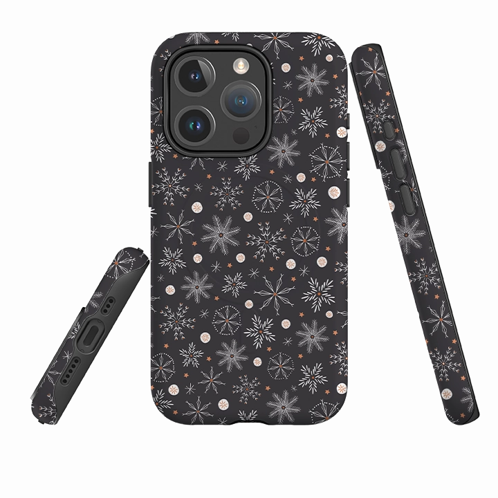 iPhone MagSafe Tough Case - Christmas Snowflakes II By Ali Brookes Soft Build Texture Polished Edge