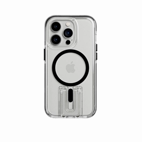 EvoCrystal Kick - Apple iPhone 14 Pro Case MagSafe Compatible - Clear Black Durable Design Texture