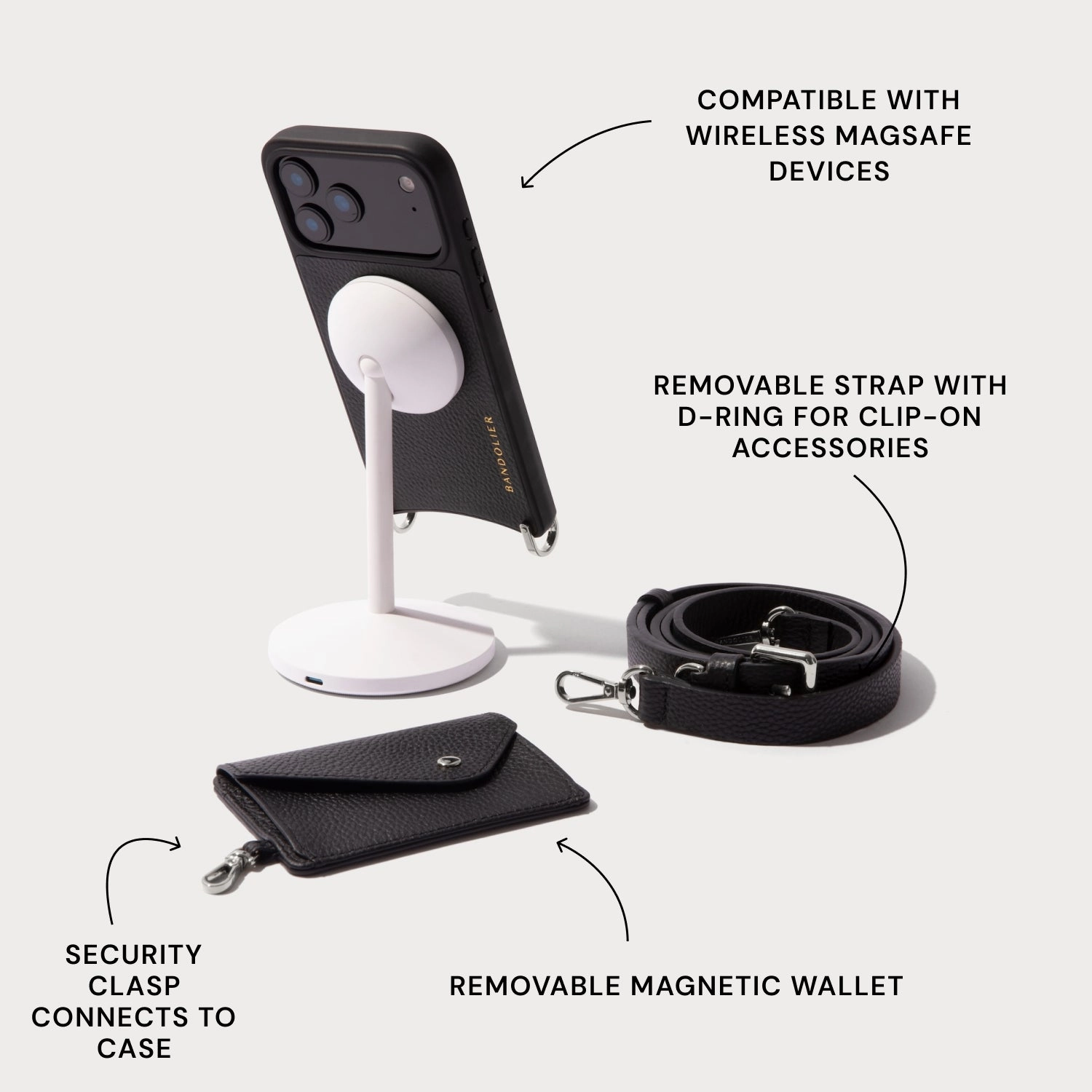 Comfort Texture Finish Remi Magnet Wallet Crossbody Phone Case - Black/Pewter