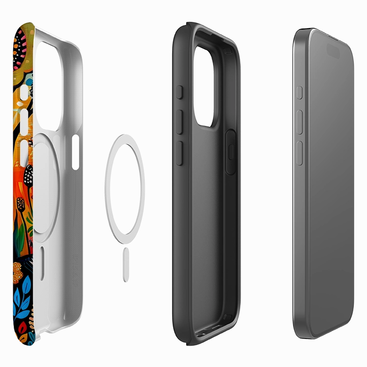 Grip Finish iPhone MagSafe Tough Case - Folk Art House VI