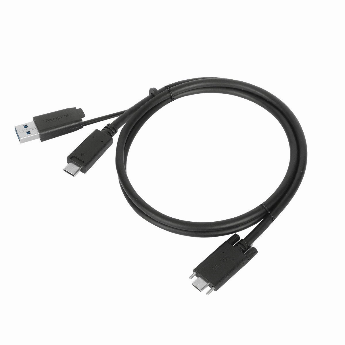 1M USB-C? Male to USB-C? Male 10 Gbps Screw-In Cable with USB-A Tether Efficient Transfer
