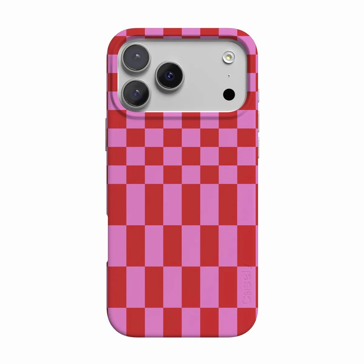 Durable Surface Hybrid Grip Finish Vibe Check | Pink Checkerboard Case